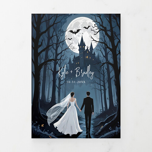 Zazzle Spooky Forest Haunted Castle Wedding 6-Photo Tri-Fold Invitation 1.png