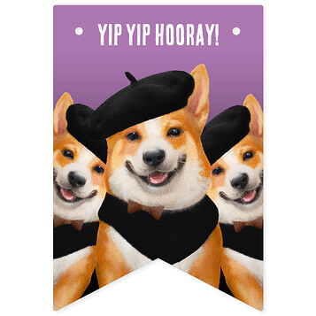 Zazzle Cute Chic Corgi Dogs Wearing Berets & Bandanas Bunting Flags (First Flag).png