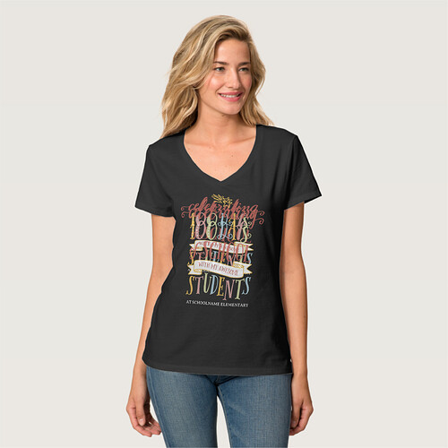 Zazzle Custom Celebrating 100 Days of School Teacher T-Shirt (Front Full).png