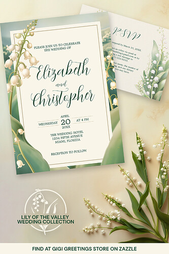 Elegant Lily of the Valley Floral Scenery Wedding Collection by Gigi Greetings