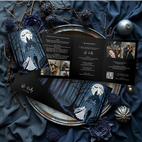 Zazzle Spooky Forest Haunted Castle Wedding 6-Photo Tri-Fold Invitation.png