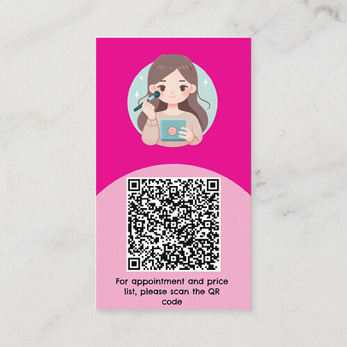 Zazzle Modern arch makeup pink photo qr code logo business card (Back).png