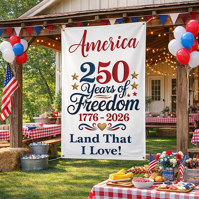American's 250th celebration banner
