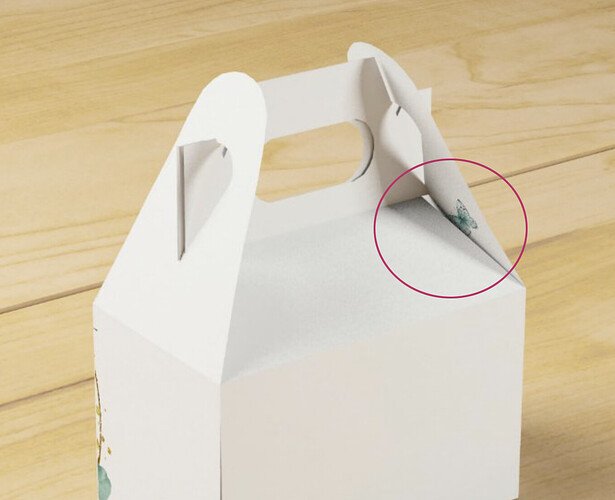 Area circled would be blank if the back side of the cardstock was not printed, yet this is a duplicate of what I've placed on the front/outside of the box. I think?