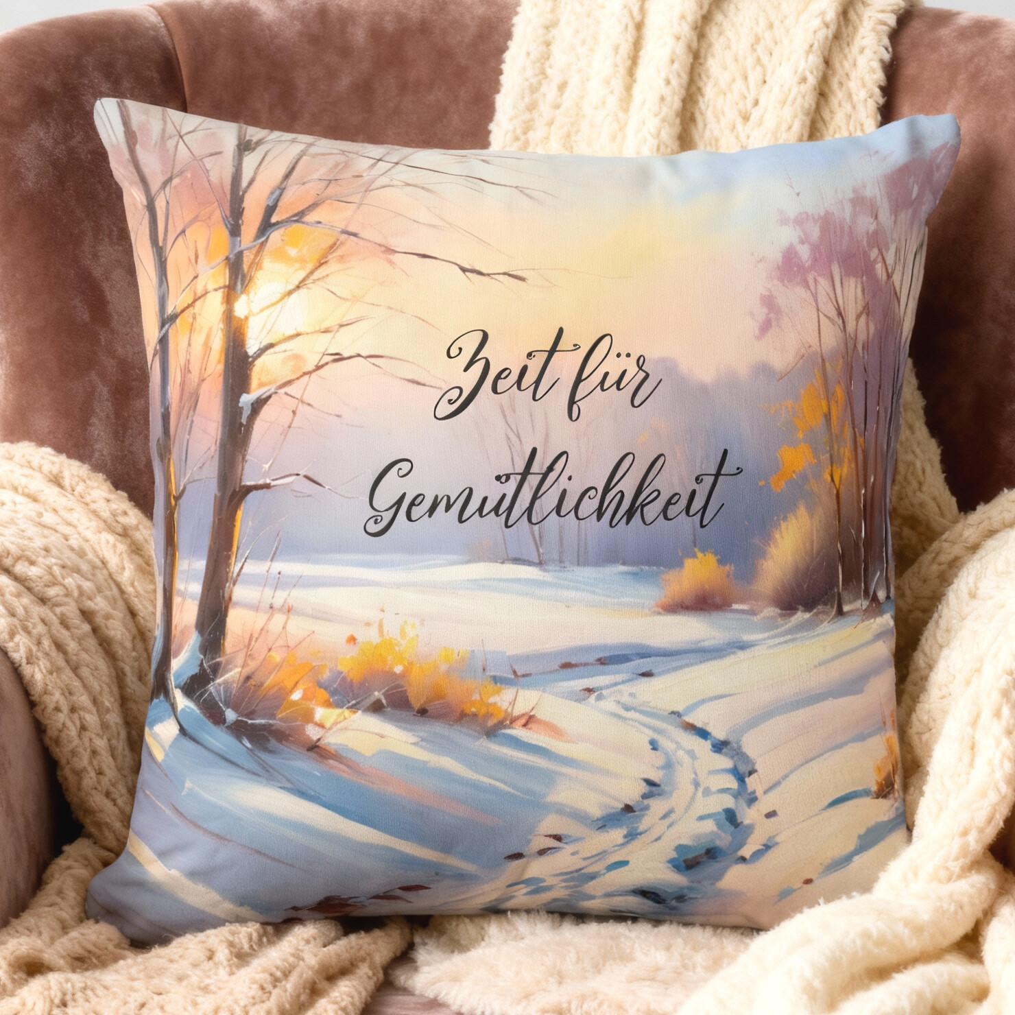 Pillow - winter landscape in the morning light