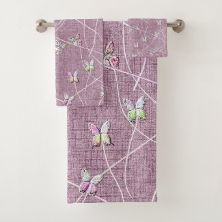 Watercolor Butterflies on Dusty Pink