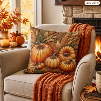 Autumn Harvest Pumpkins Corn Accent