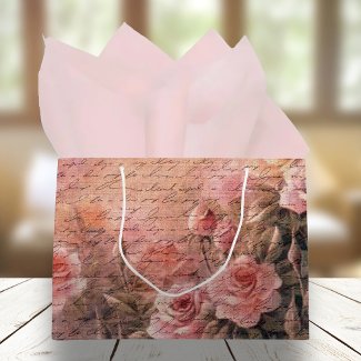 Elegant Floral Roses Antique Handwriting