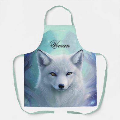 Amazing White Snow Fox on Icy Land with Name