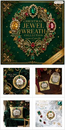 Christmas Jewel Wreath  Seasonal Holiday Gifts