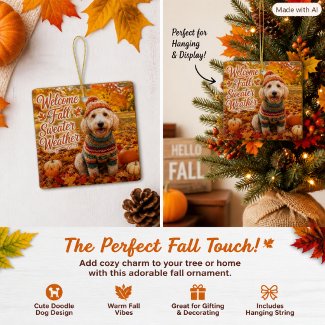 Labradoodle Family Dog Welcome Fall Autumn