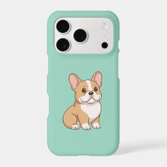 Cute Fawn French Bulldog on Green