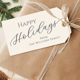 Ecru Modern Minimalist Happy Holidays
