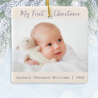 Simple Stylish Minimalist Baby's First Christmas