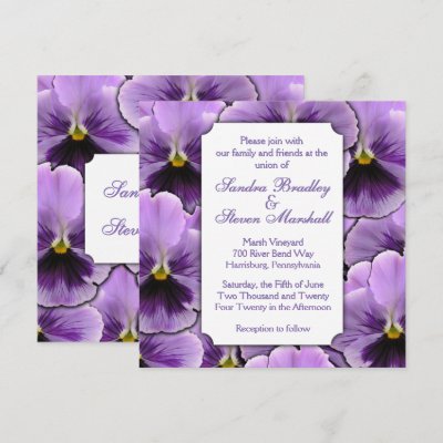 Purple Pansy Wedding Invitation