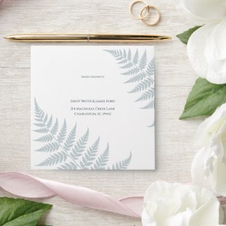 Icy Blue Fern Addressed Square Wedding