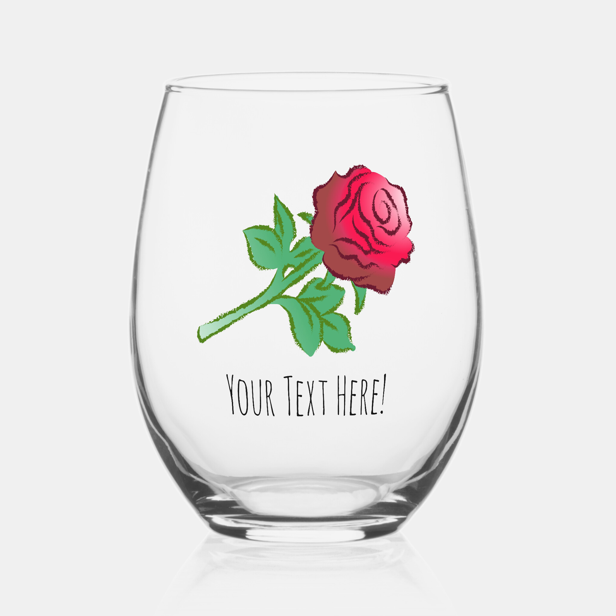 Zazzle Large Beautiful Red Rose Stemless Wine Glass (Front).png
