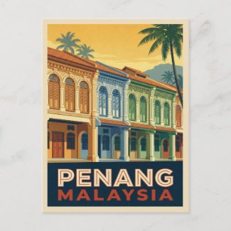 Vintage Travel Penang Malaysia Retro Scenic