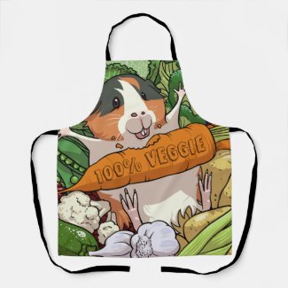 Cute Guinea Pig 100% Veggie Carrot Vegan Cartoon