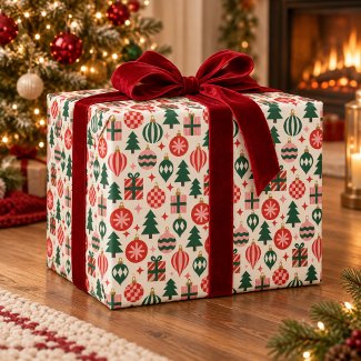 Retro Christmas Ornaments Red & Green