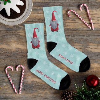 Cute Christmas Gnome Personalized Holiday Socks