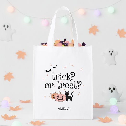 Black Cat Pink Pumpkin Trick Treat ID1325