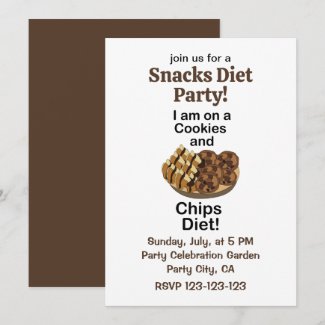Snacks I am On Cookies And Chips Diet Funny Party Invitation