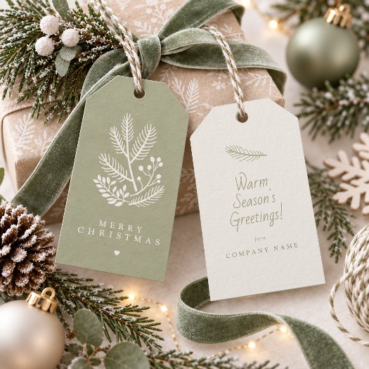 Christmas Winter Foliage Motif Sage Ivory ID1336