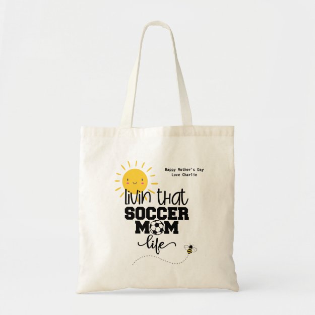 Funny SOCCER MOM Mothers Day Birthday Personalize Tote Bag