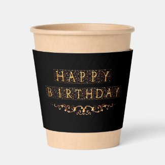 Elegant, Sophisticated Black & Gold Happy Birthday