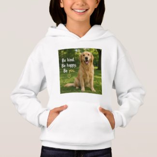 Kids Golden Retriever Hoodie T-Shirt - Be Kind Hap