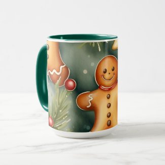 Smiling ginger breadman Christmas Pattern
