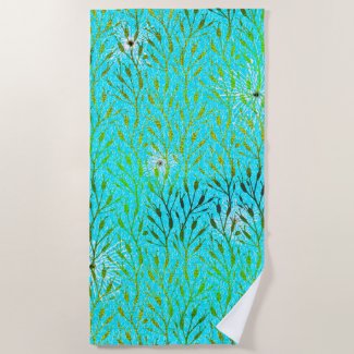 Sparkling Party Pattern with Fireworks in Aqua