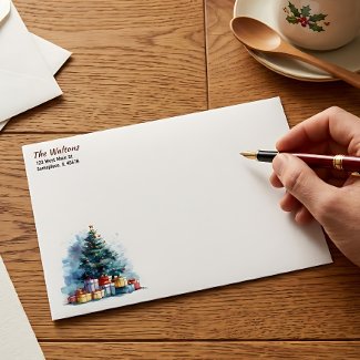 Watercolor Christmas Tree Holiday