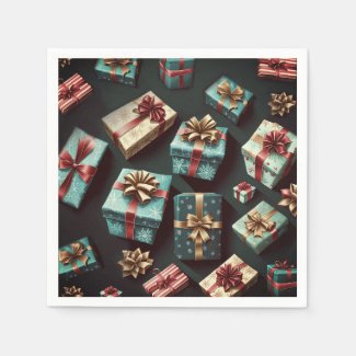 Holiday Gifts Stylish Wrap Gold Blue Red