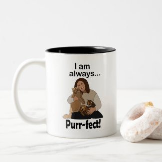 Cat Lover I am Purr-fect Crazy Cat Lady Birthday Two-Tone Coffee Mug