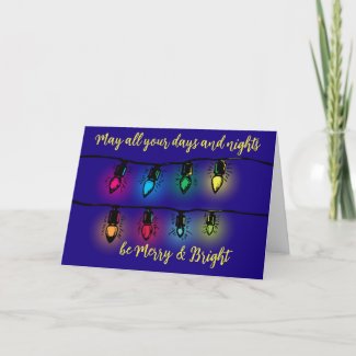 Christmas Lights Merry and Bright Woodcut