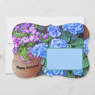 PETUNIAS AND HYDRANGEAS/ HAPPY BIRTHDAY Flat Card