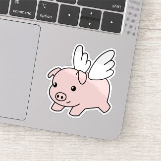 Cartoon Flying Pig - Cute Piglet with Wings