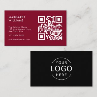 Black & Burgundy QR Code Logo Modern Professional
