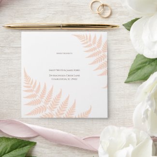 Soft Peach Fern Addressed Square Wedding