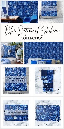 Blue Botanical Shibori Home Decor