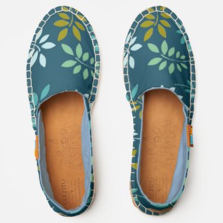 Teal Blue Leaf Pattern Zazzle Afridrilles Shoes