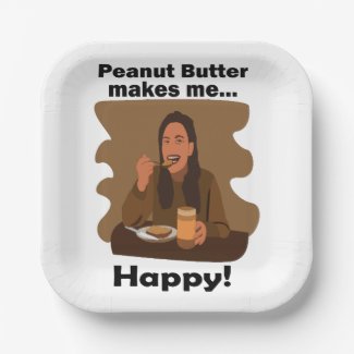 Peanut Butter Makes Me Happy Birthday Party Paper Plates