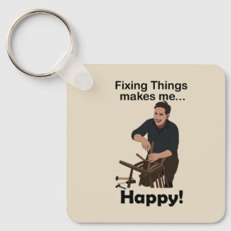 Handyman Birthday Fixing Things Makes Me Happy Keychain