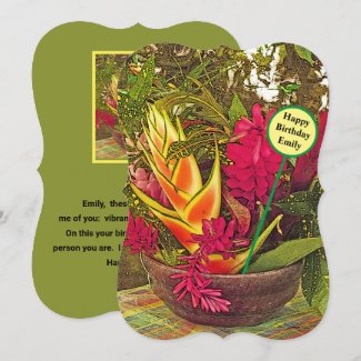 PERSONALIZED BIRTHDAY CARD/VIBRANT TROPICAL FLOWER