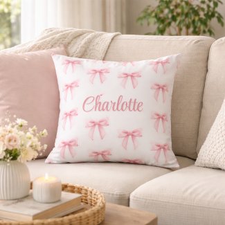 Blush Pink Coquette Bow Girly Custom Name