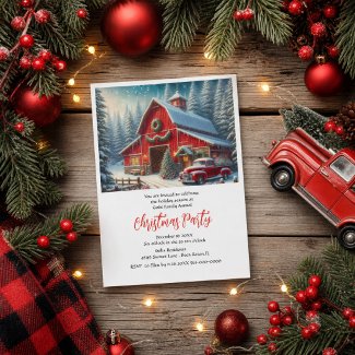 Farmhouse and Red Truck Christmas Party