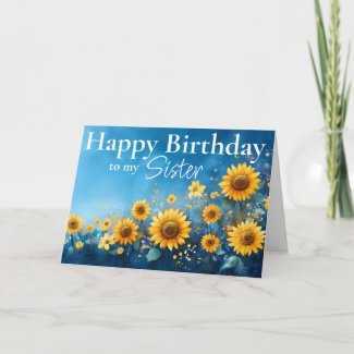 Twilight Sunflower Field Birthday Folded