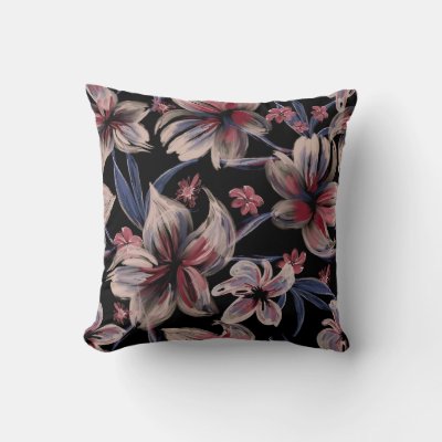 Watercolors Crimson Floral on Black